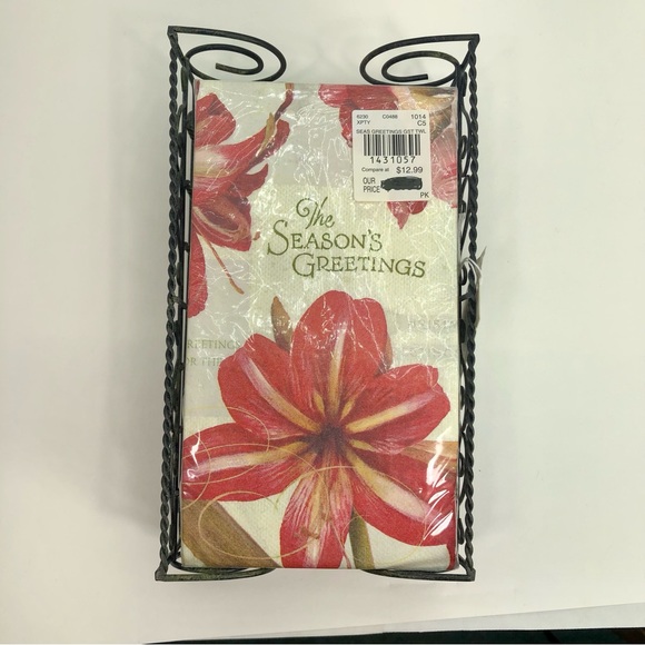 NAPKINS AND NAPKIN HOLDER SEASONS GREETINGS - Picture 3 of 14